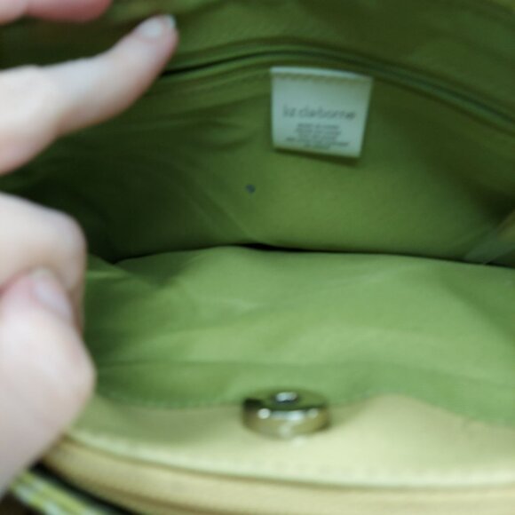 Liz Claiborne Green Logo Patterned Tote Bag With Double Handles - Picture 10 of 13